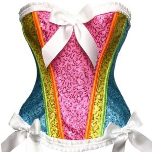 Rainbow sequin costume corset size XXL (12-14)